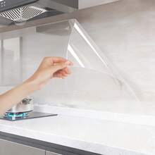 1pc 45cm*100cm Transparent Kitchen Anti-Oil Sticker, Glueless Static Cling Film, Wall Protective Film, Waterproof Oil-Proof Stove Backsplash Sticker - View 3