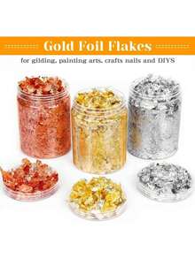 1pc Golden Foil Golden Foil Shards Decoration, Golden Foil Paper Decoration, Painting Candles DIY Crafts Party Decor,Shiny Metal Flakes Nail Charms,For Decoration Only - View 5