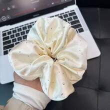 1pc Shiny Retro Polyester Scrunchie, Casual Starry Sky Oversized Scrunchie, Suitable For All Seasons,Travel,Birthday - Multicolor - View 4
