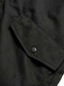 Men's Casual Black Utility Jacket With Multiple Pockets And Turn-Down Collar, Suitable For Everyday Casual Wear - Black - View 7