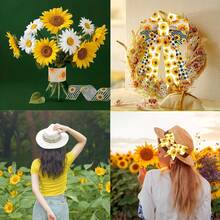 4 role panglică galbenă cu muchie de albină, cu sârmă, cu model de miere, cu punct, pentru coroană, pentru vara, Ziua Profesorilor, Paște, cusut, DIY, artizanat, material textil, panglică galbenă de pânză de sac, pentru funde, împachetat, petrecere decorativă - 4 pachete - Vizualizare 7