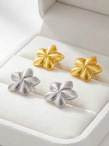 Set di 4 orecchini pendenti a fiore stile francese vintage in oro e argento. Orecchini pendenti grandi da donna in oro, delicati ed eleganti, placcati in oro 14K in acciaio inossidabile, senza nichel, leggeri, ipoallergenici, grandi orecchini floreali estivi, gioielli di moda, adatti per occasioni casual quotidiane e da festa - Dorato - Visualizzare 4