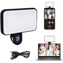 Baijun XU 1pc Mini Portable LED Selfie Light, 3 Adjustable Color Modes, Clip-On Lighting For Smartphone, Camera, Laptop, Ideal For Selfie, Video Call, Vlogging, Compact Lighting With Adjustable Brightness, Multi-Functional Illumination - Fill Light - View 6