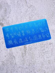 1pc Face Line Art Nail Stamping Plate, Stainless Steel Nail Art Stamping Template Tool - Silver - View 2