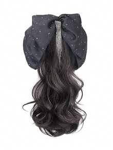 爪夹低双马尾，大波浪优雅流苏合成发半丸子头高马尾假发，多功能假发辫子 HA2872，夏季，假日，旅行 - 彩色 - 查看 11