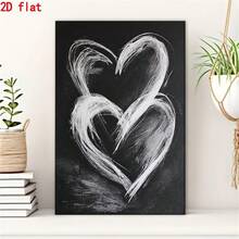 1 pièce Cœur blanc sur fond noir à la craie/imprimé, style campagne moderne - Convient pour la chambre et le salon - Cadeau romantique, décoration d'amour durable, convient pour lui/elle, affiches murales vintage sans cadre - 111 - Voir 12