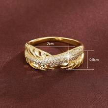 1 chiếc nhẫn thời trang hình học rỗng, đính đá Cubic Zirconia, kiểu đan chéo, dành cho nữ. - Nhiều màu - Xem 6