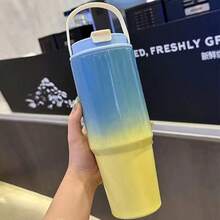890ml保溫旅行水瓶，雙色瓶身設計，附手柄方便攜帶。大容量飲水杯，適合茶、牛奶、咖啡和飲用水。適用於學生、成人和家庭在居家、學校、戶外露營、野餐、旅行等場合使用。也是送給朋友和家人的絕佳禮物。 - 彩色 - 查看 14