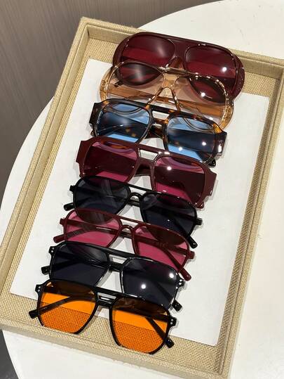 8pcs New Women Plastic Small Oval Multicolor Vintage Portable All-Match Best Friend Style Minimalist Shades Basics Fashion Eyeglasses Combination For Travel Beach Bar Going Out Outfit Accessories