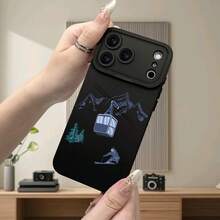 Funda para Teléfono - (Precio de Fábrica al por Mayor) Una popular funda para teléfono negra mate con diseño creativo de teleférico de esquí y estampado de montaña nevada para iPhone 17/16/15/14/13/12/11/XS/XR/X/7/8 Plus/Pro/Max/Mini - Perfecta para regalar a amigos - color - Ver 5
