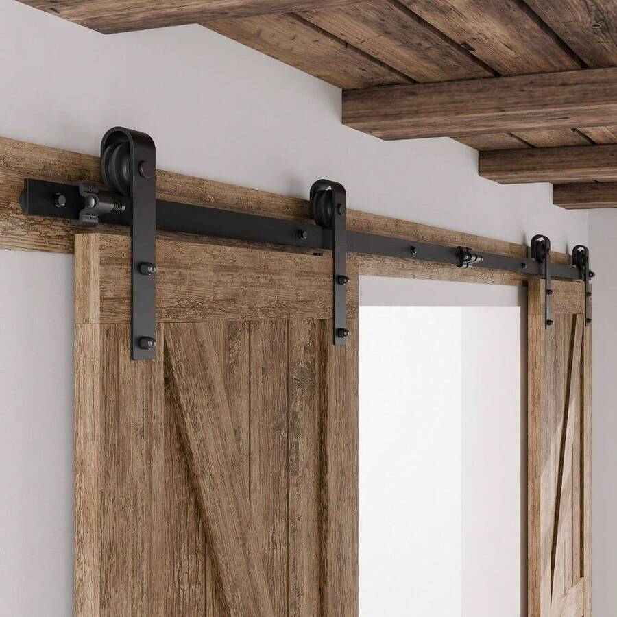 Local Shipping 6 Feet Heavy Duty Sturdy Sliding Barn Door Hardware Kit -Smoothly And Quietly -Easy To Install Fit 36" Wide Door Panel (I Shape Hanger) - J Shape Hanger - View 1
