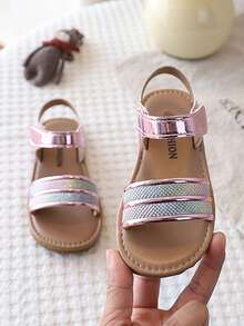 Sandalias de niña con cristales de colores y cierre de gancho y bucle, zapatos de playa suaves y antideslizantes para niñas princesa para el verano - Rosa - Ver 1