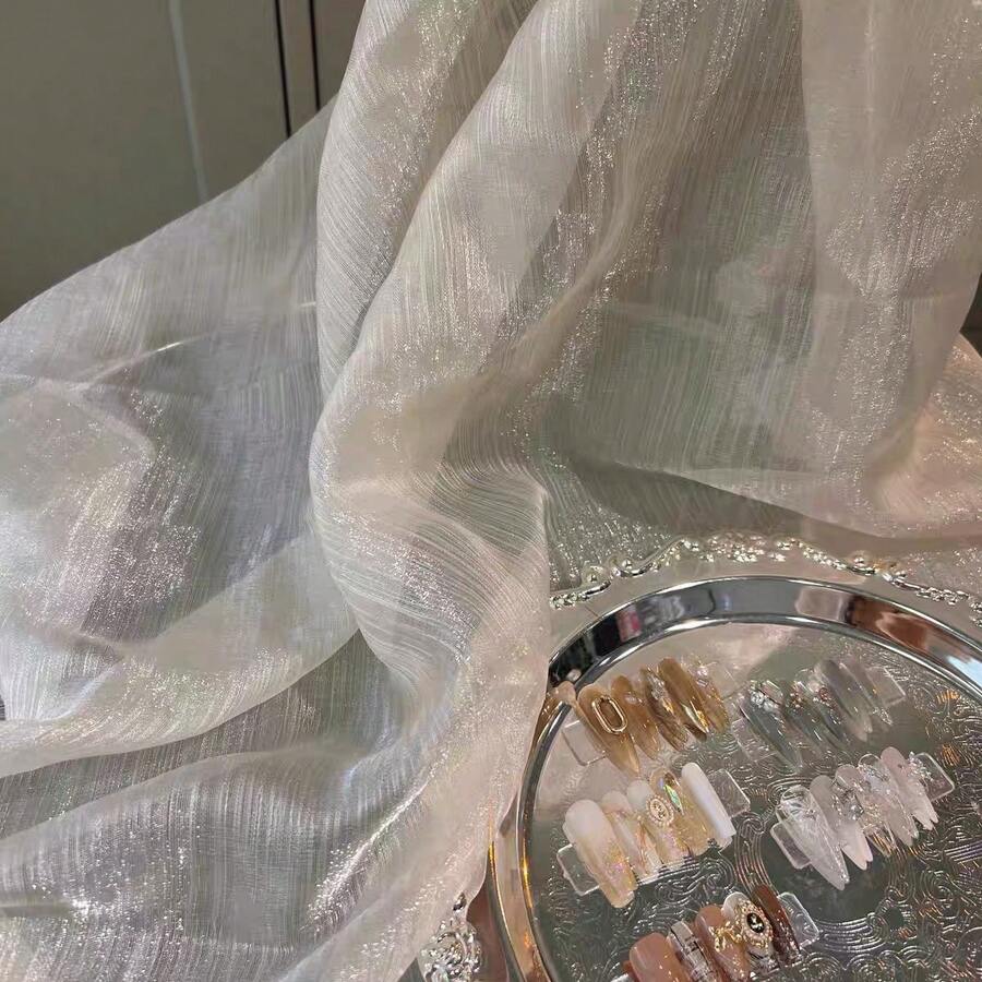 Tersedia 4 Pilihan Warna, Kain Dekorasi Genggam Aurora Crinkle Chiffon untuk Properti Fotografi, Kain Latar Belakang Estetis untuk - MultiWarna - View 1