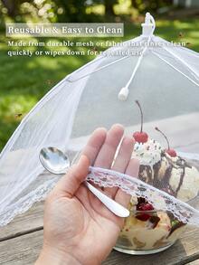 White Insect And Mosquito-Proof Breathable Mesh Folding Cover With Fine Holes To Keep Bugs Away Elegant Lace Vegetable Cover Perfect For Picnic Enthusiasts And Home Chefs Pop Up Fly Proof Net Ideal For Outdoor BBQ Kitchen Prep And Dining Table Protection Food Covers Table Cover Fly Proof Net Travel Essentials School Supplies Travel Accessories - 彩色 - 查看 6