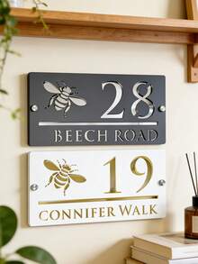 Personalized Bee-Themed Doorplate - This Customized Doorplate Can Be Printed With Your Name Or Door Number, Handcrafted With Durable Double-Layer Plastic. Multiple Color Combinations Available, Easy Installation. - Multicolor - View 3