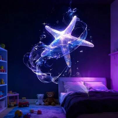 梦幻海星LED投影灯，便携式USB婴儿房背景装饰灯，适合婴儿派对