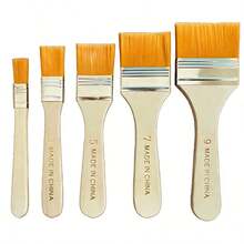 Set de 5 pinceles de pintura de nailon con mango de madera, adecuados para pintura DIY, artistas, estudiantes, amantes del arte, útiles escolares - Multicolor - Ver 10