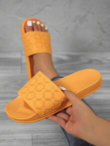 Dép lê thời trang mới dành cho nữ, đế cao su đàn hồi cao, dép nhựa, thoải mái, mềm mại, đa năng, nhẹ, bền, thích hợp đi làm, ở nhà, dép đệm êm ái. - Màu vàng - Xem 5