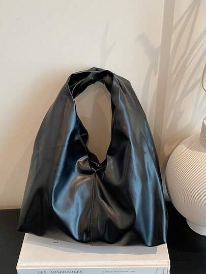 Túi đeo vai bằng da PU màu trơn thời trang, đa năng, kiểu dáng tối giản, họa tiết baguette nhỏ gọn dành cho nữ.