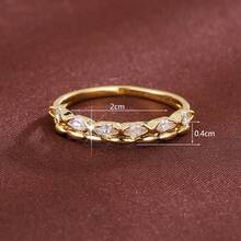 1 pieza Anillo de mujer con diseño de cadena con forma de ojo de caballo geométrico de moda con circonita cúbica - Multicolor - Ver 6