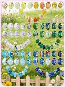 50 piezas de cuentas de agujero grande de color morado y azul para hacer joyas DIY, collares, pulseras, manualidades, suministros de arte, decoración de costura - Multicolor - Ver 4