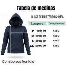 Jaqueta Moletom Feminino Chimpa Flanelada Com Capuz E Bolsos - Azul Marinho - Visão 4