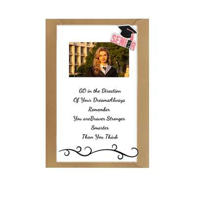 Bộ thiệp chúc mừng tốt nghiệp tùy chỉnh, thiệp kỷ niệm cá nhân hóa với ảnh và văn bản, nhãn dán màu xanh và hồng cho mùa tốt nghiệp năm 2026, thiệp tốt nghiệp, khẩu hiệu tốt nghiệp tùy chỉnh. Nội dung văn bản, bộ thiệp mời dự tiệc tốt nghiệp, bao gồm cả phong bì.