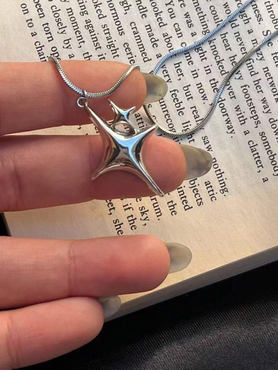 1pc Fashionable Pentagram Pendant Necklace, Suitable For Daily Wear - Multicolor - View 1