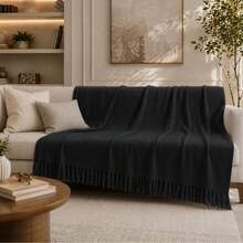Giant Decorative Cotton Sofa Throw 3.00 X 1.80 - Black - View 1