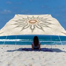 1pc Digital Printed Sun Shade Canopy, Patio Sun Shade Sail, Vintage Sunflower Pattern, Fade-Resistant, Quality Polyester Fabric, Sturdy , Comes With Fixing Ropes, Washable, Suitable For Outdoor, Patio, Camping, Beach - A - View 8