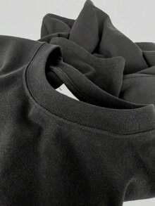 Men's Summer T-Shirts 2026: Oversized Solid Color Summer T-Shirts - 黑色 - 查看 5