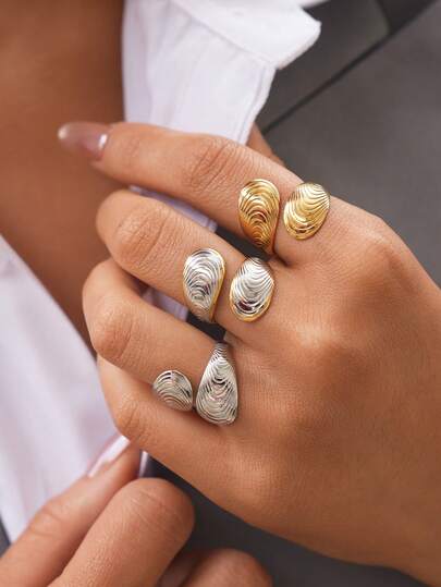 Frminee 3pcs/1pc Summer Ocean Shell Women Gold Jewelry Ring Set, Waterproof Beach Women's Accessories, Western Jewelry, For Beach Vacation Daily Wear