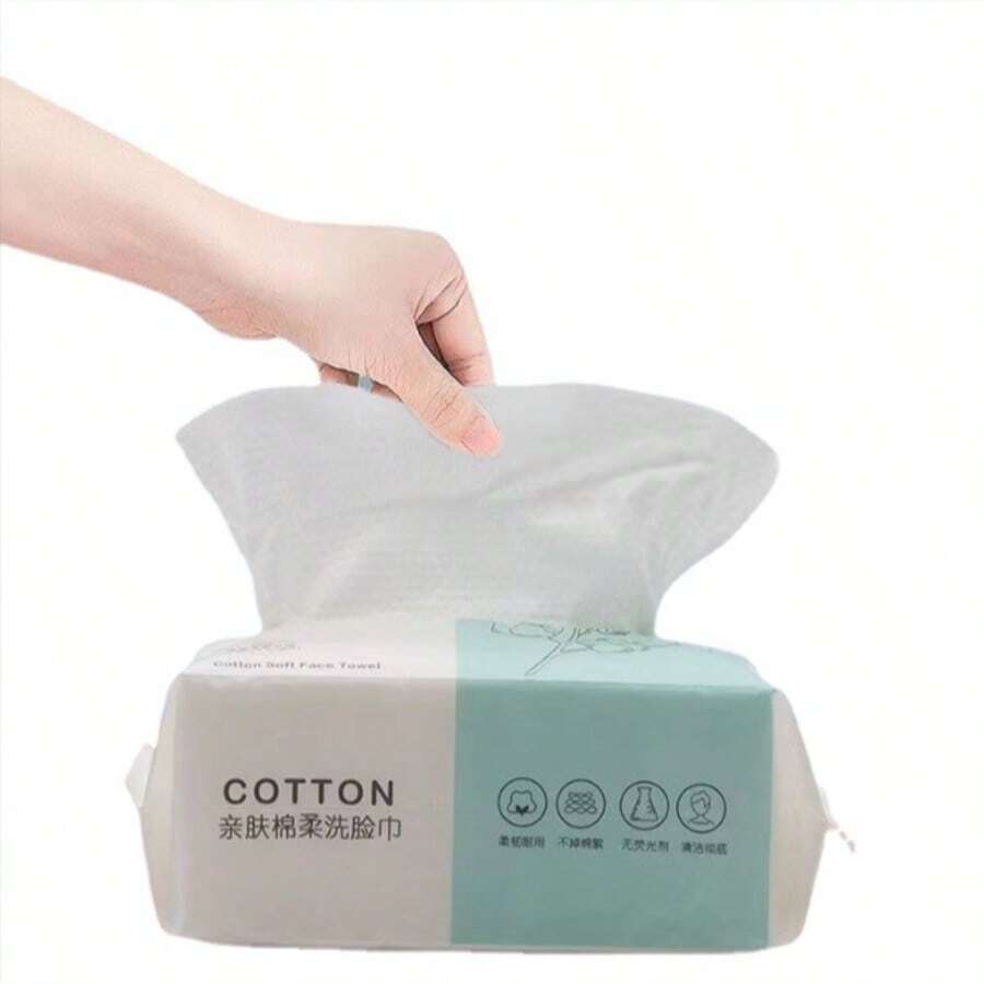 70pcs/Pack Disposable Soft Cotton Face Towels, Thickened For Cleansing, Beauty, And Makeup Removal - White - View 1