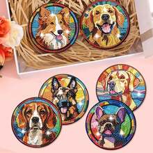 Bộ đế lót ly tranh đính đá, đế lót ly tranh đính đá hình chó ngộ nghĩnh, bộ dụng cụ tự làm tranh đính đá, quà tặng tranh đính đá cho người lớn. - Xem 6