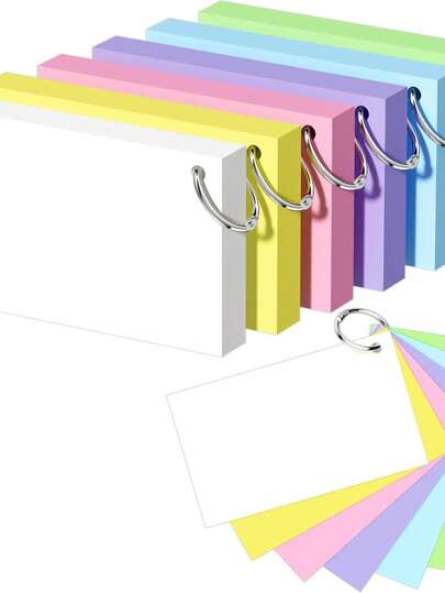BOBO RABBIT 3 Inch X 5 Inch Colorful Index Card Notebook, 50 Double-Sided Lined Memo Cards, Suitable For Learning, School, College, Office And Home Organization, Fluorescent Color Note Cards