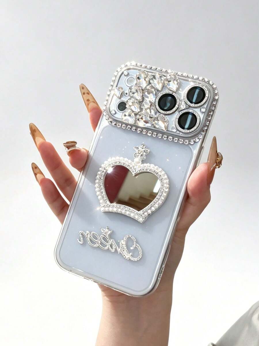 Y2K Glitter Crystal Mirror Phone Cover Complete With 17 16 15 14 13 Pro Max Diamond Instantaneous 17 Series Protection Cover - White - View 1