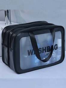 1pc Double-Layer Travel Makeup Bag, Cosmetic Storage Pouch, Toiletry Bag, Handbag, Makeup Organizer - Multicolor - View 6