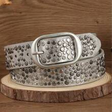 1 chiếc thắt lưng TPE phong cách punk đường phố, đính đinh tán kim loại và đá lấp lánh, phù hợp với quần jeans. - Nhiều màu - Xem 1