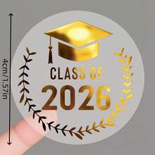 6-120pcs Graduation Season Stickers, 1.6 Inch*1.6 Inch, Graduation Cap Wreath Transparent Seal Stickers With Foil, 2026 Graduation Decor, Party Supplies, Gift Packaging Labels, Graduation Spring/Summer Envelope Seals - Multicolor - View 3