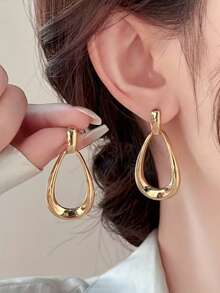 Đôi bông tai nữ hình giọt nước hình học đơn giản, cao cấp và sang trọng, cần thiết cho việc đi lại hàng ngày. - Nhiều màu - Xem 3