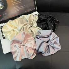 1pc Shiny Retro Polyester Scrunchie, Casual Starry Sky Oversized Scrunchie, Suitable For All Seasons,Travel,Birthday - Multicolor - View 1