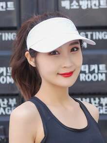 1 pièce Casquette visière réglable pour sports de plein air, chapeau de soleil décontracté pour femmes, grande casquette à large bord respirante pour sports de plein air et cyclisme - Noir - Voir 12