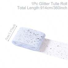 1pc 20 Yards White Shiny Transparent Hard Tulle, Wedding Glitter Tulle Ribbon Fabric, Tablecloth, Wedding Decor, Room Table & Chair Decor, Rose Gold Transparent Hard Tulle Photography, Bridal Shower, Wedding Handmade DIY, Flower Bouquet Champagne Hard Tulle, Baby Shower Decor, Birthday Party Supplies, Party Gifts, Banquet Gift Bag Bow, Halloween, Christmas, 2027 New Year Decor - White - View 9