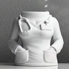 Nurse Uniform Shaped Pen Holder. Nurse's Day Gift. Desk Decor Pen Holder In Nurse White Coat Style. Stationery Storage For Medical Workers, Suitable Gift For Medical Students. Suitable For Medical Workers. - White Coat-shaped Pen Holder - View 8