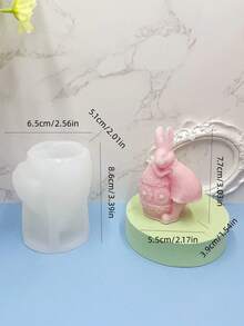 Nuevo molde de silicona con forma de conejo acostado de huevo colorido, molde de decoración del hogar de yeso de conejo de Pascua DIY - A-blanco - Ver 2