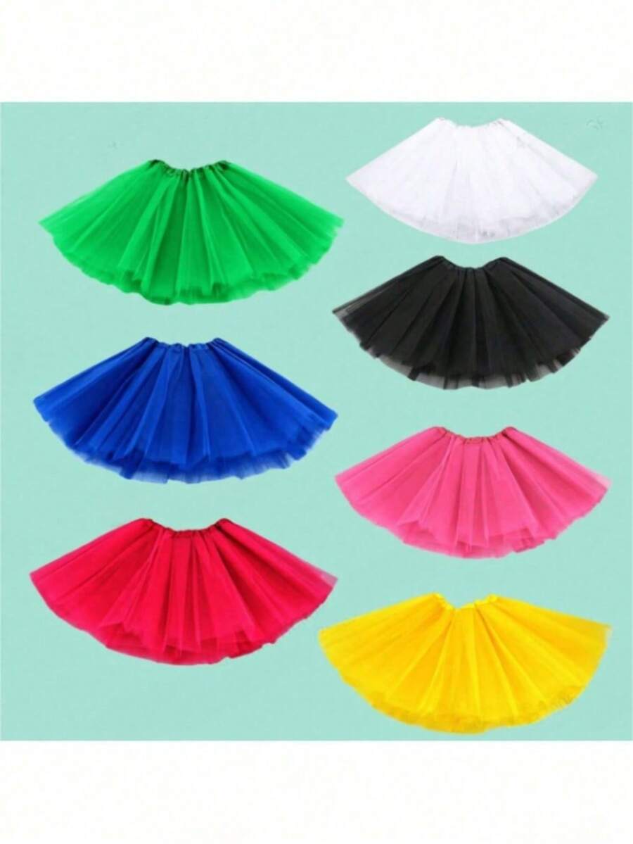 Classic Stretchy 3-Layer Tulle Dress For Teens, Fitted Waist Sheer Stage Skirt, Ballet Skirt, Dance Dress, Performance Costume - Multicolor - View 1