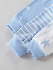 Bộ áo liền quần in hình ngôi sao 3 món - Màu xanh nhạt - Xem 5
