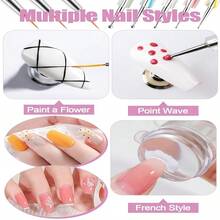 Silicone Nail Stamper Set Tip Nail Stamp Jelly With Scraper- Nail Detail Brush Set Nail Art Brush Pen- Nail Dotting Pen- Nails Art Design Manicure Tools 10pcs Set - Multicolor - View 7