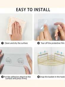 No-Drill Bathroom Corner Shelf - Ideal For Storing Shampoo And Body Wash In The Shower, Bedroom Decor, And General Storage, Essential For The Bathroom - Standard Hook - View 7