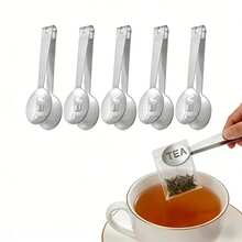 1/3/5/7Pcs Stainless Steel Tea Bag Clip, Multi-Purpose Food Tongs For Loose Leaf Tea, Ice, Sugar & Lemon Slice - Silver - View 8